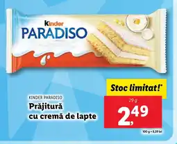 Lidl KINDER PARADISO Prăjitură cu cremă de lapte Ofertă