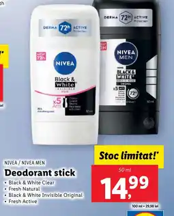 Lidl NIVEA / NIVEA MEN Deodorant stick Ofertă