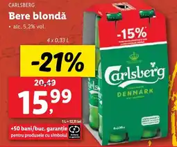 Lidl CARLSBERG Bere blondǎ Ofertă