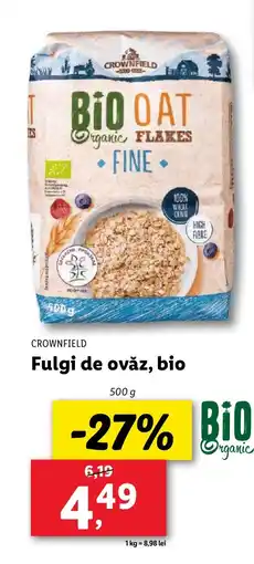 Lidl CROWNFIELD Fulgi de ovǎz, bio Ofertă