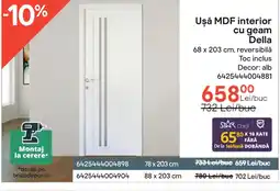 Uşă MDF interior cu geam Della