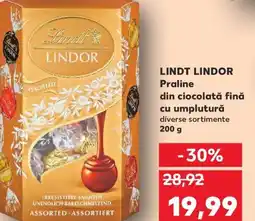 Kaufland LINDT LINDOR Praline din ciocolată fină cu umplutură Ofertă