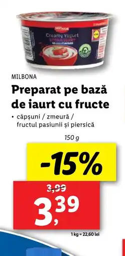 Lidl MILBONA Preparat pe bază de iaurt cu fructe Ofertă