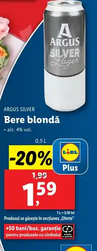Lidl ARGUS SILVER Bere blondă Ofertă