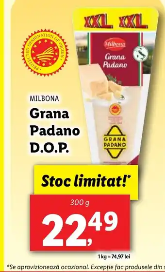 Lidl MILBONA Grana Padano D.O.P. Ofertă