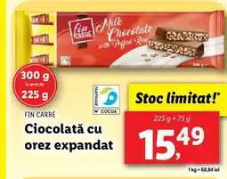 Lidl FIN CARRÉ Ciocolată cu orez expandat Ofertă