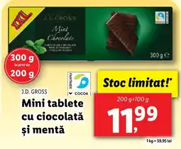 Lidl J. D.GROSS Mini tablete cu ciocolată şi mentǎ Ofertă
