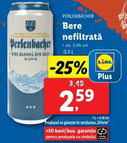 Lidl PERLENBACHER Bere nefiltratǎ Ofertă
