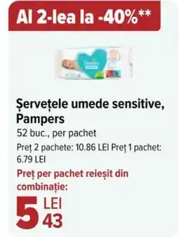 Carrefour Şerveţele umede sensitive, Pampers Ofertă