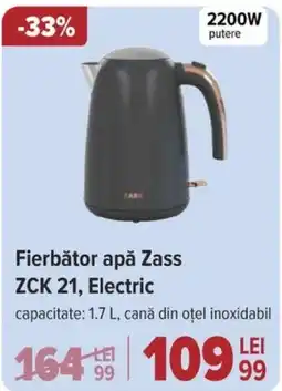 Carrefour Fierbător apă Zass ZCK 21, Electric Ofertă