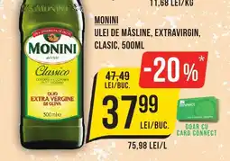 Mega Image MONINI ULEI DE MĂSLINE, EXTRAVIRGIN, CLASIC, 500ML Ofertă