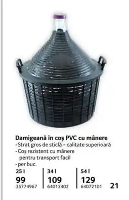 Selgros Damigeană în coș PVC cu mânere Ofertă