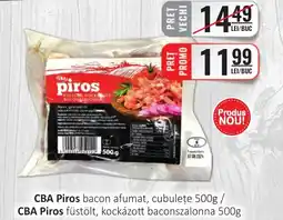 CBA CBA Piros bacon afumat, cubuleţe 500g Ofertă