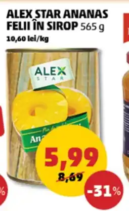 Penny ALEX STAR ANANAS FELII ÎN SIROP Ofertă
