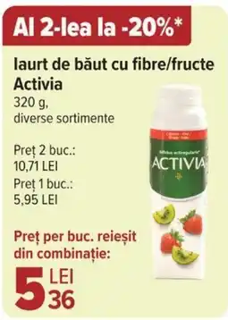 Carrefour laurt de băut cu fibre/fructe Activia Ofertă