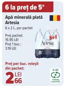 Carrefour Apă minerală plată Artesia Ofertă