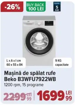 Carrefour Maşină de spălat rufe Beko B3WFU7922WB Ofertă
