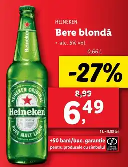 Lidl HEINEKEN Bere blondǎ Ofertă