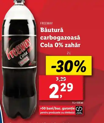Lidl FREEWAY Băutură carbogazoasă Cola 0% zahăr Ofertă