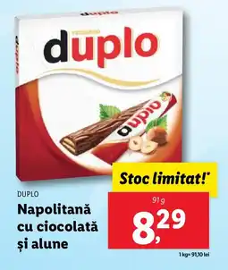 Lidl DUPLO Napolitană cu ciocolată şi alune Ofertă