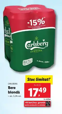 Lidl CARLSBERG Bere blondǎ Ofertă