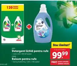 Lidl ARIEL Detergent lichid pentru rufe + LENOR Balsam pentru rufe Ofertă