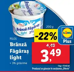 Lidl PILOS Brânză Făgăraş light Ofertă