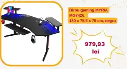 Altex Birou gaming MYRIA MG7426 180 x 75.5 x 75 cm, negru Ofertă