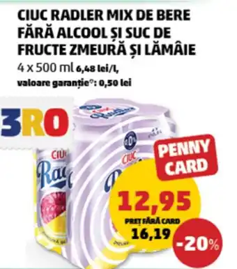 Penny CIUC radler mix de bere fără alcool şi suc de fructe zmeură și lămâie Ofertă