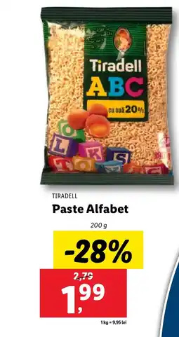 Lidl TIRADELL Paste Alfabet Ofertă