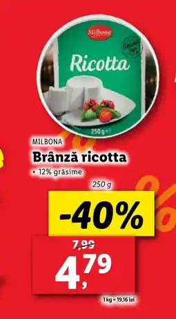 Lidl MILBONA Brânză ricotta Ofertă
