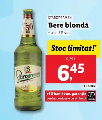 Lidl STAROPRAMEN Bere blondă Ofertă