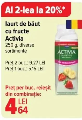 Carrefour laurt De Băut Cu Fructe ACTIVIA Ofertă