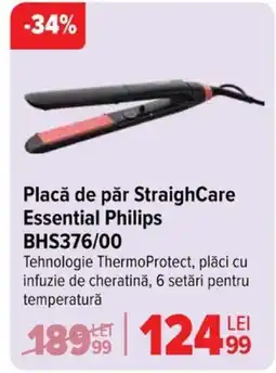 Carrefour Placă De Păr StraighCare Essential PHILIPS BHS376/00 Ofertă