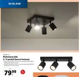 Lidl LIVARNO HOME Plafonieră LED, 3/4 poziții (becuri incluse) Ofertă