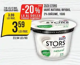 Mega Image ZUZU STORS Iaurt Natural Bifidus, 2% Grasime Ofertă