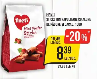 Mega Image FINETI Sticks Din Napolitane Cu Alune De Pădure Si Cacao Ofertă