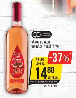 Mega Image SÂNGE DE TAUR Vin Rose, Dulce Ofertă