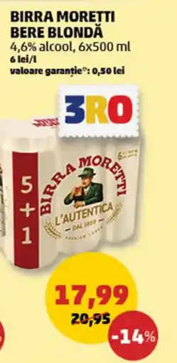 Penny BIRRA MORETTI Bere Blondă Ofertă