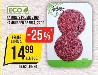 Mega Image NATURE'S PROMISE BIO Hamburger de Vită Ofertă