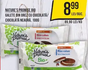 Mega Image NATURE'S PROMISE BIO Galete din Orez Cu Ciocolată/ Ciocolată Neagră Ofertă