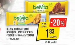 Mega Image BELVITA BREAKFAST START Biscuiți cu Lapte și Cereale/ Cereale Si Ciocolată/Cereale și fructe Ofertă