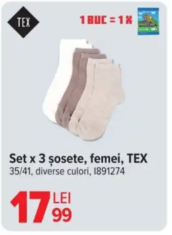 Carrefour Set x 3 şosete, femei, TEX Ofertă