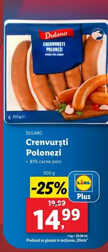 Lidl DULANO Crenvursti Polonezi Ofertă