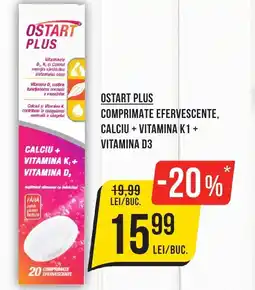 OSTART PLUS Comprimate efervescente, calciu + vitamina k1 + vitamina d3