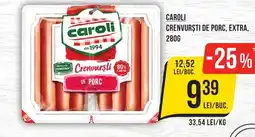 Mega Image CAROLI Crenvurști de porc, extra Ofertă