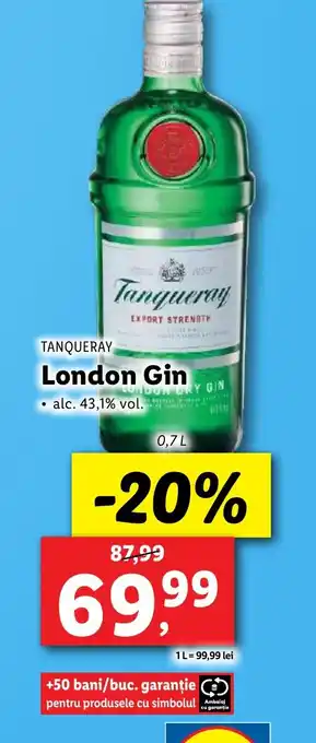 Lidl TANQUERAY London Gin Ofertă