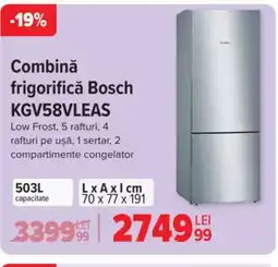 Carrefour Combinǎ frigorifică BOSCH KGV58VLEAS Ofertă