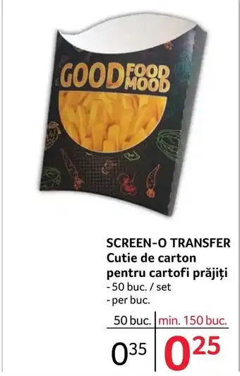 Selgros SCREEN-O TRANSFER Cutie de carton pentru cartofi prăjiți Ofertă