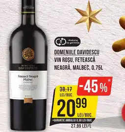 Mega Image Domeniile davidescu vin roşu, fetească neagră, malbec Ofertă